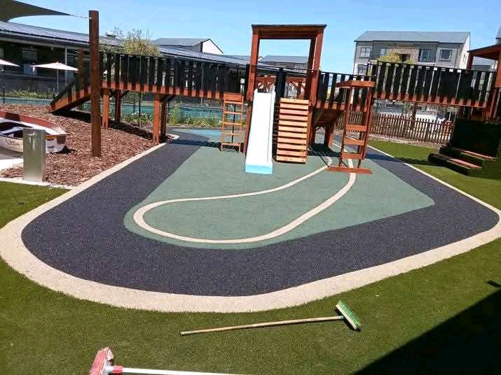 Rubber flooring installed in a playground